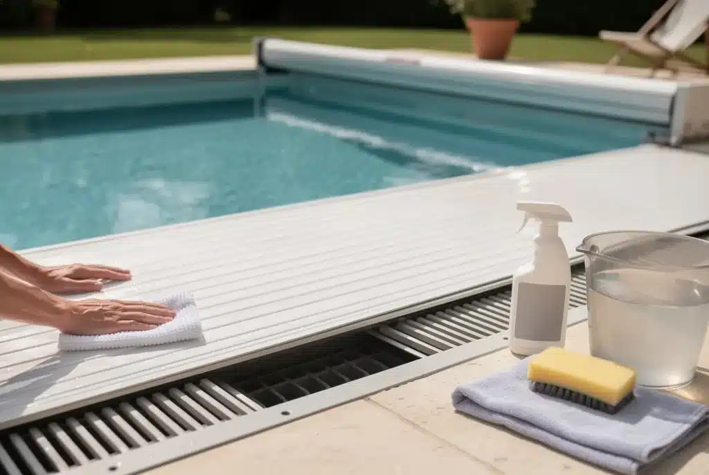 Comment nettoyer un volet de piscine : lames, fosse et coffre