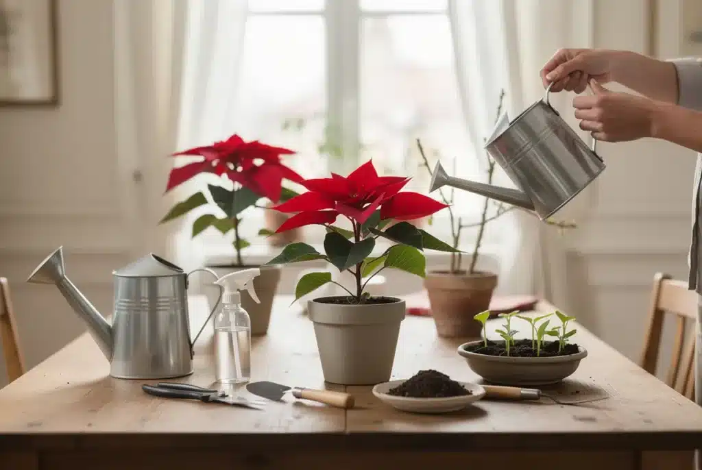 Entretien du poinsettia : arrosage, taille et refloraison