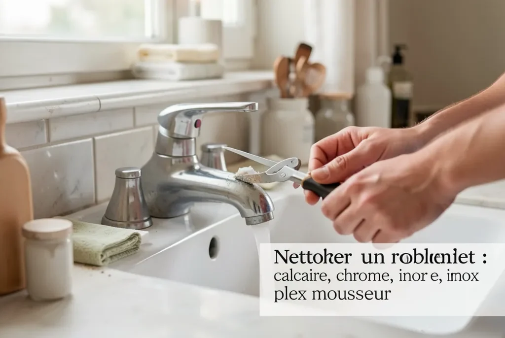 Nettoyer un robinet plein de calcaire